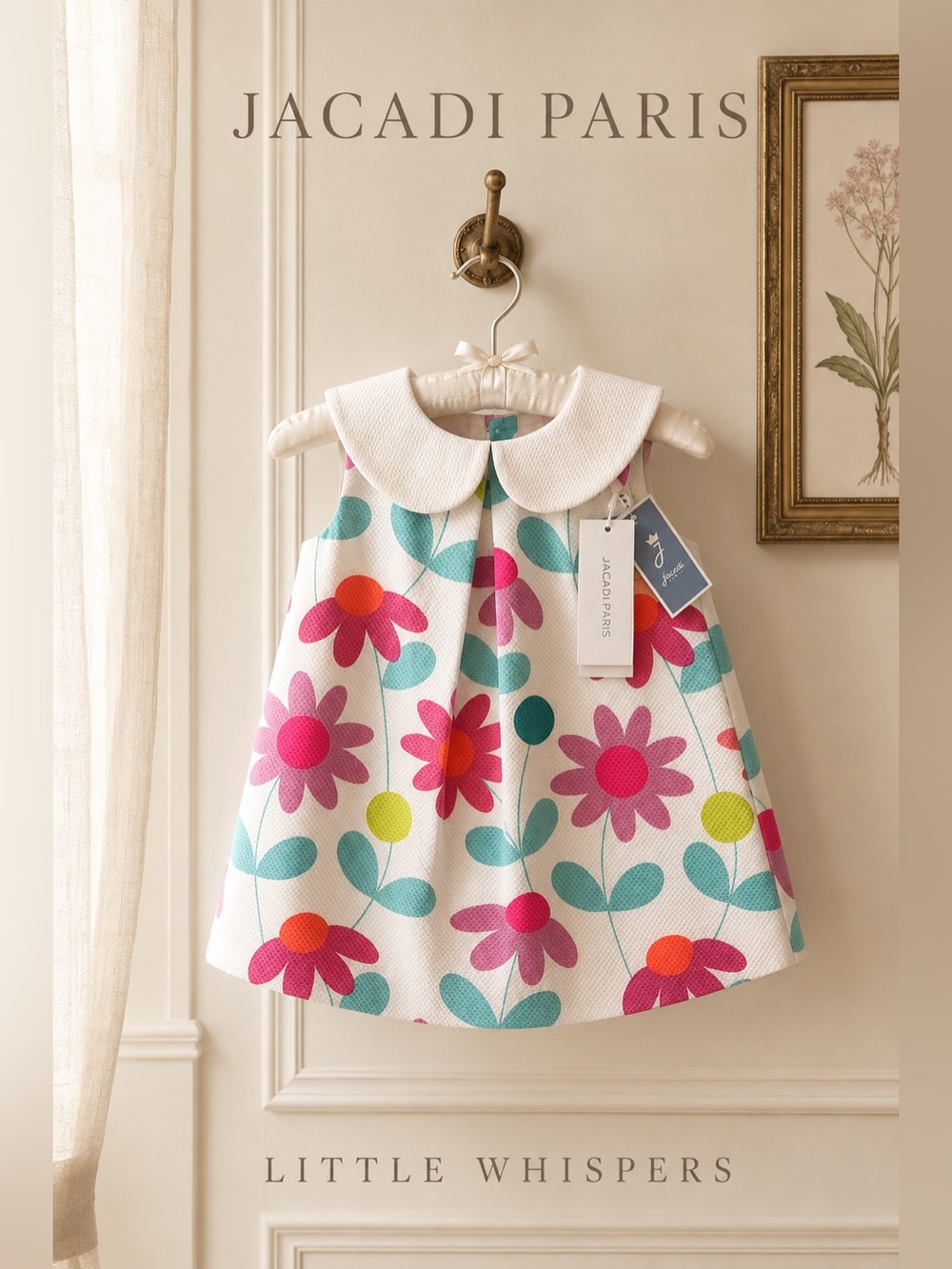 Jacadi Paris NWT Floral Organic Cotton Dress 6M 67cm